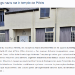 Capture d'écran du site de la GLNF montrant le temple de Plérin, en Bretagne, tagués avec des inscriptions néonazis.