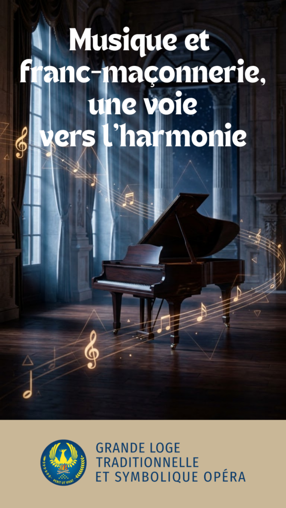 Partition ancienne et symboles maçonniques, harmonie musicale