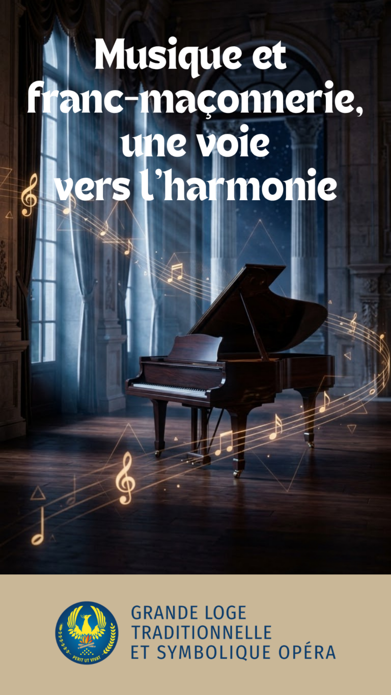 Partition ancienne et symboles maçonniques, harmonie musicale